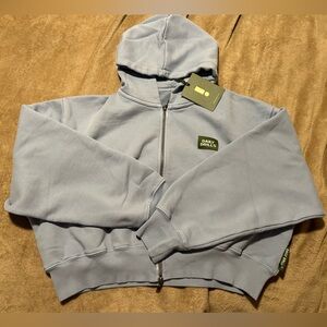 Daily Drills Heavyweight Double Zip Hoodie - Mist Blue Size M/L NWT